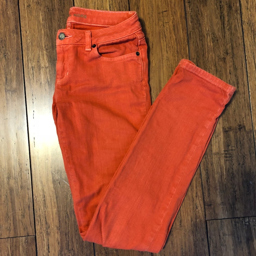 orange jeans